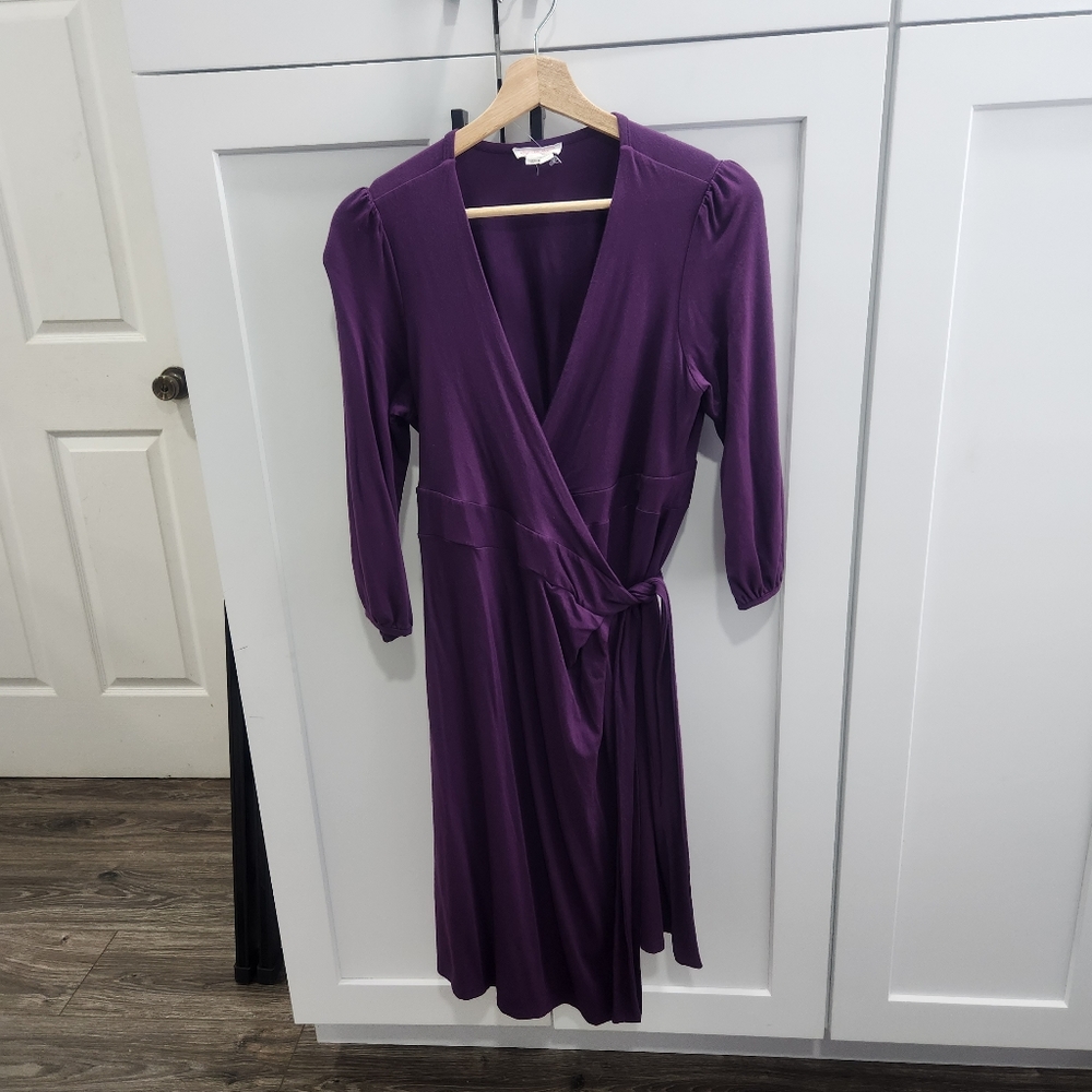 Ingrid & Isabel Purple Maternity  Wrap Dress Medium T3